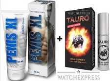 SPRAY ritardante TAURO Extra power 5ML + CREMA EREZIONE 50ml GEL intimo naturale