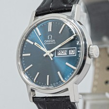 *QUASI NUOVO* Vintage 1972 OMEGA Geneve Cal.1020 Automatico Blu Giorno/Data 35mm Uomo