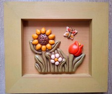 THUN quadro con legno e ceramica, misura 31 x 27 cm