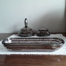 Set Da Toilette Primi Del 900' In Cristallo E Argento inciso a Mano 