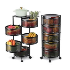 Carrello in metallo 5 ripiani cesto porta frutta verdura 4 ruote gira 360° 85 cm