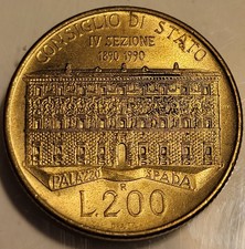 1990 R Italy 200 Lire 100th