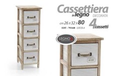 MOBILE CASSETTIERA 4 CASSETTI HOME IN LEGNO BICOLORE 26*32*80 CM EDT-793448