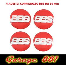 4 ADESIVI COPRIMOZZO RESINATI BBS DA 56 mm BORCHIE TUNING BBS RED SILVER