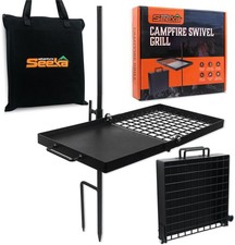 24" Heavy Duty Folding Campfire Grill, Compact Swivel Grill Design, Black 