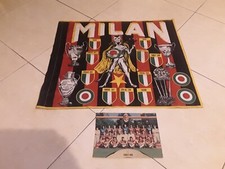 BANDIERA MILAN  70x60  PRIMI ANNI 80 + CARTOLINA MILAN MEDIOLANUM 87/88 CM 17X24