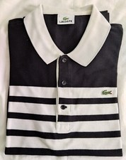 Lacoste polo maglietta nera a righe taglia 5 cotone maniche corte