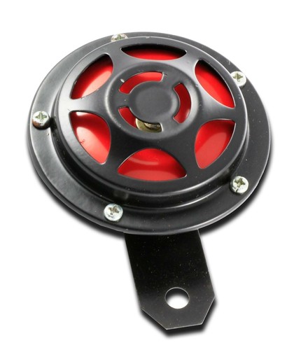 Corno klaxon nero rosso 12v - corno,