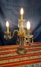 Lampada Da Tavolo Stile Francese Cristallo E Ottone Anni 70 4 Luci Modernariato 