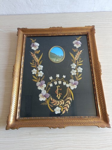 Quadro ricamato mano vintage - a,