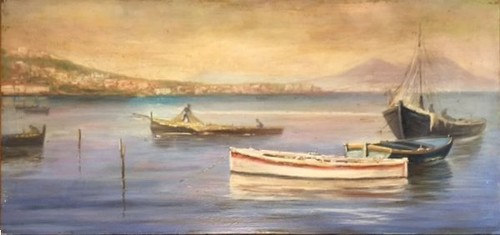 Vecchia marina olio - olio, su
