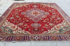 Tappeto grande rosso lana orientale tradizionale fatto a mano vintage 360x280 cm