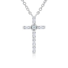 14K Oro Bianco Baguette