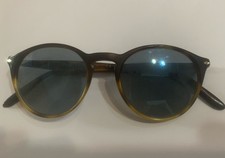 Persol 3092 Occhiali da Sole per Uomo, Taglia 56, Montatura Havana, Lenti Azzurr