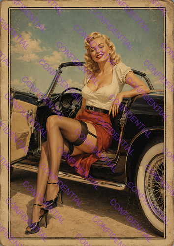 Poster pin ragazza auto - up,