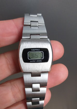 Orologio Svizzero Vintage Nepro Stato Solido Quarzo LCD Acciaio Inox Rarissimo