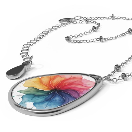 Collana ovale con - , fiori