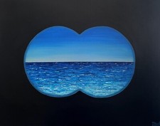 Quadro paesaggio marino acrilico originale "Alla ricerca dell'estate", 22"x28"x0,75"