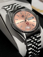  Orologio Automatico Rado Viola Cavallo Salmone Quadrante Giorno Data Revisionato 36MM