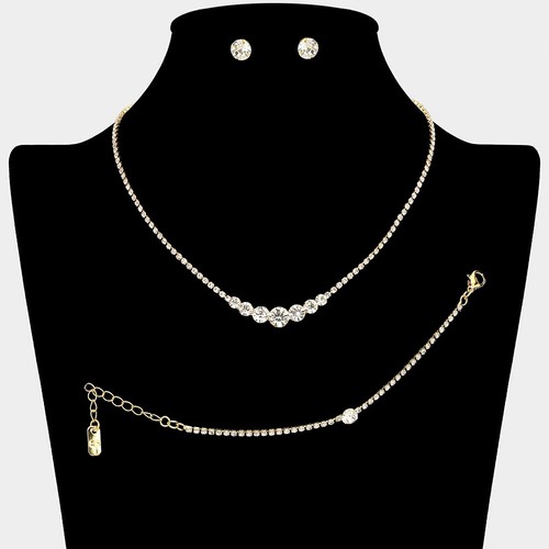 Set pezzi oro strass - 3,