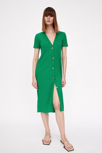 Abito donna zara verde - zara, 36/s/44