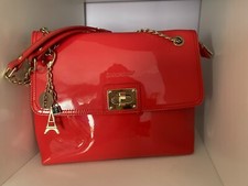 Borsa briefcase in pelle laccata color corallo