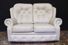 Divano Chesterfield / Chester 2 posti in pelle bianco crème / originale inglese