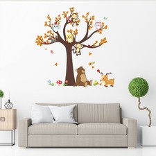 Adesivo murale albero asilo cartone animato animali decalcomanie adesivi giungla autoadesivo