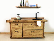 Mini Cucina completa COUNTRY / INDUSTRIAL legno massello 160x65xh90cm SU MISURA