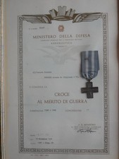 attestato croce al merito di guerra 1940 1945 Ministero difesa Aeronautica