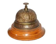 campanello da scrivania stile fatto a mano base in ottone massiccio e legno p...