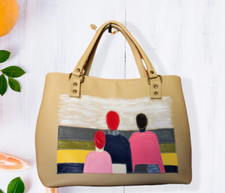 Borsa a mano pelle beige rossa gialla Malewitch borsa in pelle italiana fatta a mano