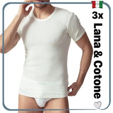 Set 3 Maglia Intima LANA COTONE da Uomo Maglietta Intimo Manica Corta Termica e