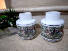 Set Due Bocce Paralume Vintage Vetro Decoro Scene Di Caccia