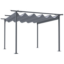 Gazebo pergola in acciaio grigio 3,5 m x 3,5 m tenda a baldacchino retrattile 2,3 m paralume patio