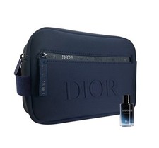 Borsa da toeletta Dior nuova con scatola blu navy e nera kit dropp custodia da viaggio,