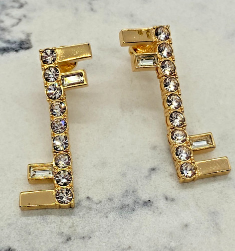 Orecchini con strass tono - , oro
