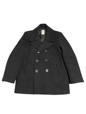 Cappotto US Navy Marine Pea nero taglia media 70% lana doppiopetto