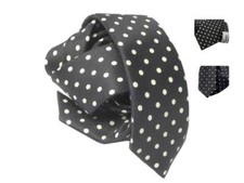 Cravatta nera a pois bianchi