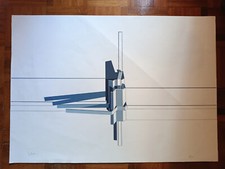 Serigrafia Carlo Giuli 50x70 cm " Linee Astratte" Anni '70 con firma 19/100