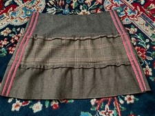 Minigonna Benetton lana, svasata, vita bassa, foderata, nastri velluto, S