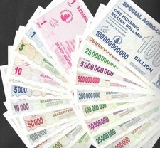 100 50 20 10 5 500 200 miliardi migliaia banconote portatore Zimbabwe UNC