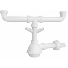 Schläfer | Sifone Lavello a Fiasco 1"1/2 Diam 40mm con 2 Attacco Lavastoviglie