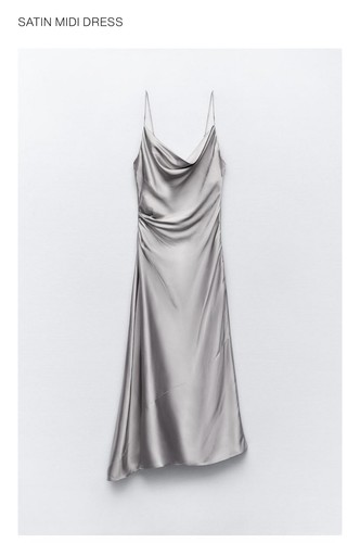 Abito midi raso argento - , zara