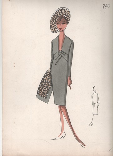 Figurino moda degli anni 50 - figurino,