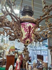 lampadario fine 800 lume petrolio barbotine candele opalina