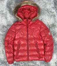 Piumino Moncler Byron pelliccia 12 S 18,5”ptp cappotto rosso originale Maya Bady
