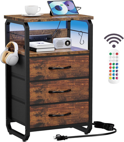 Comodino rustico marrone con - comodino,