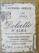 Wine labels ITALY DOLCETTO