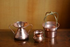 3 piccoli antichi oggetti in rame da collezione -anni 50- da artigiani siciliani